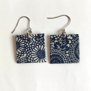 Square Washi Earrings- Chrysanthemum