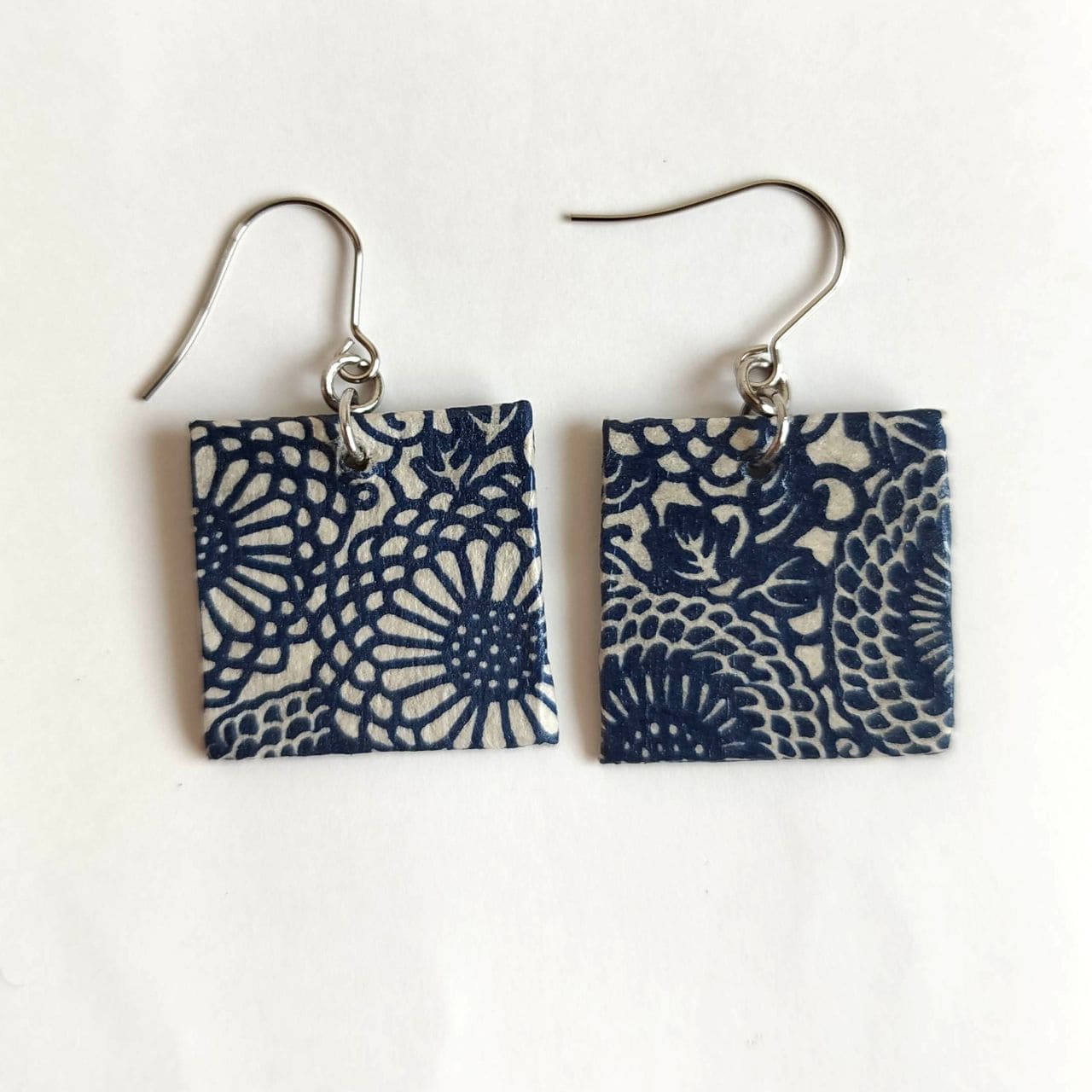 Square Washi Earrings- Chrysanthemum