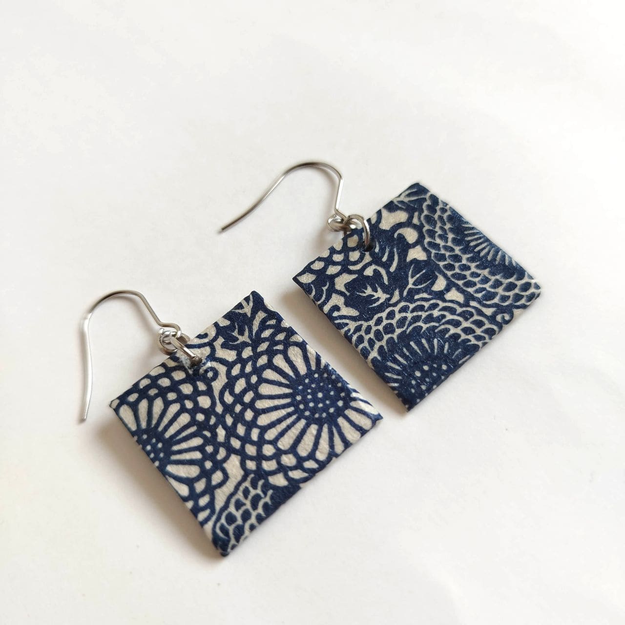 Square Washi Earrings- Chrysanthemum - Image 2