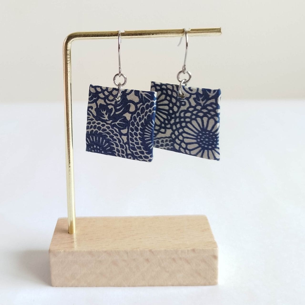 Square Washi Earrings- Chrysanthemum - Image 4