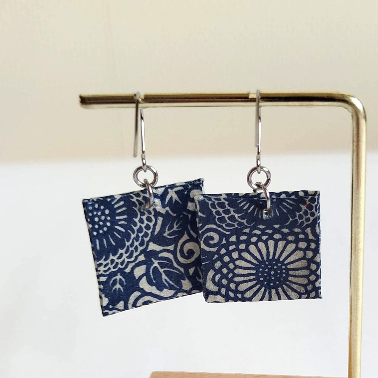Square Washi Earrings- Chrysanthemum - Image 6
