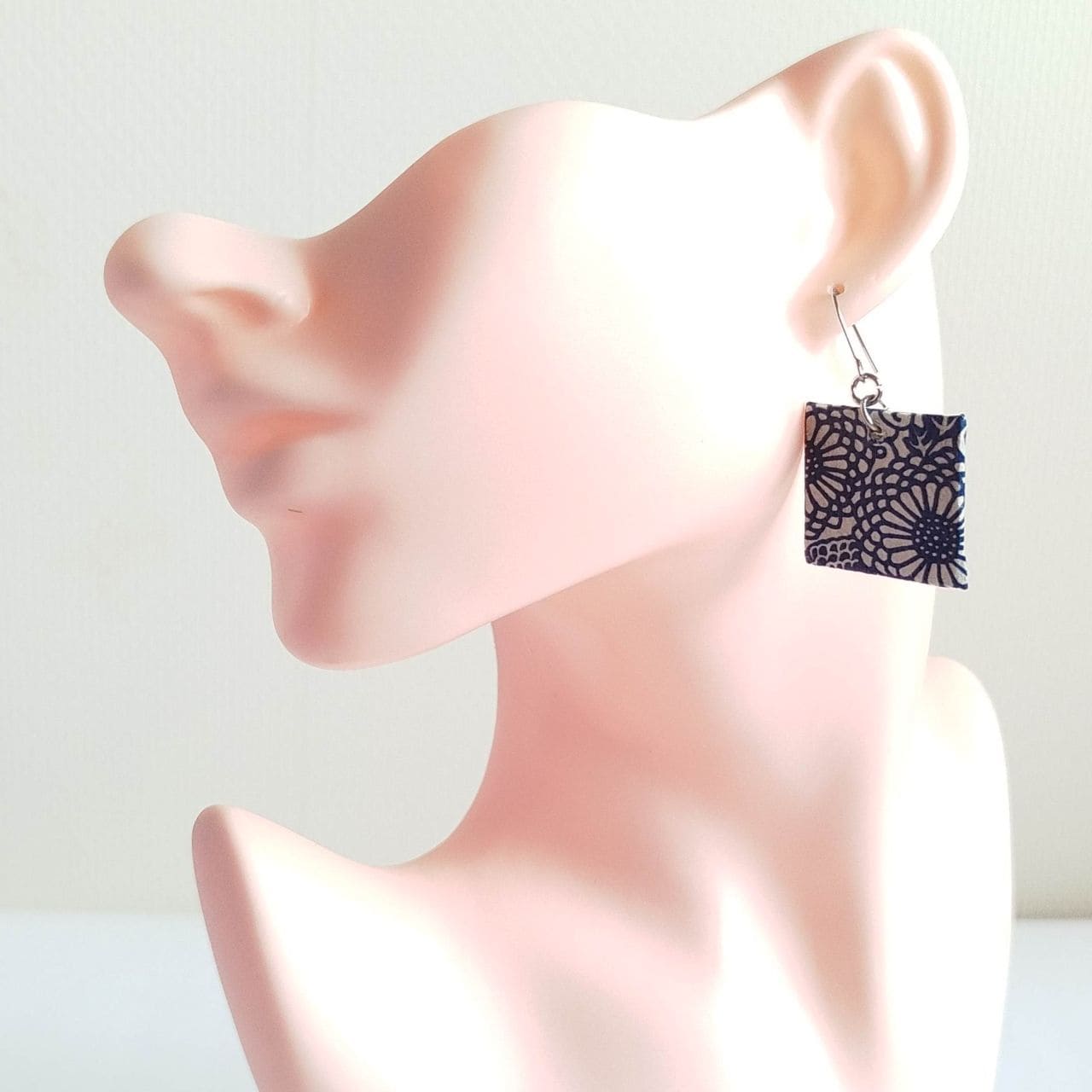 Square Washi Earrings- Chrysanthemum - Image 8