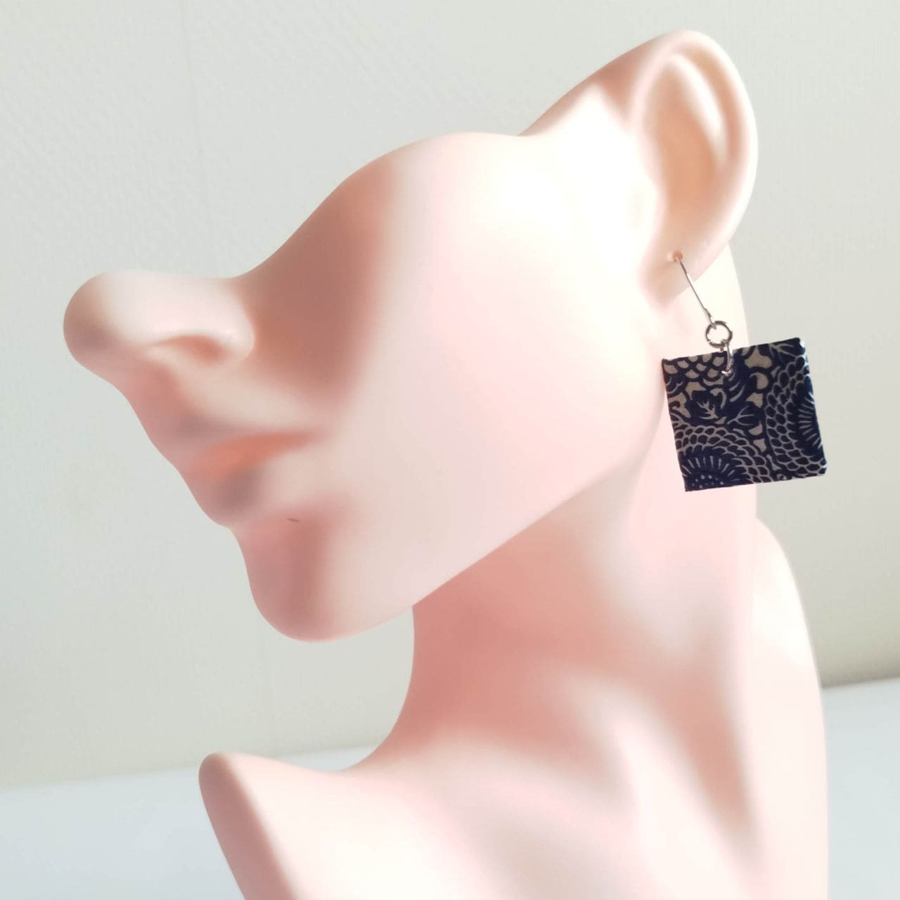 Square Washi Earrings- Chrysanthemum - Image 11