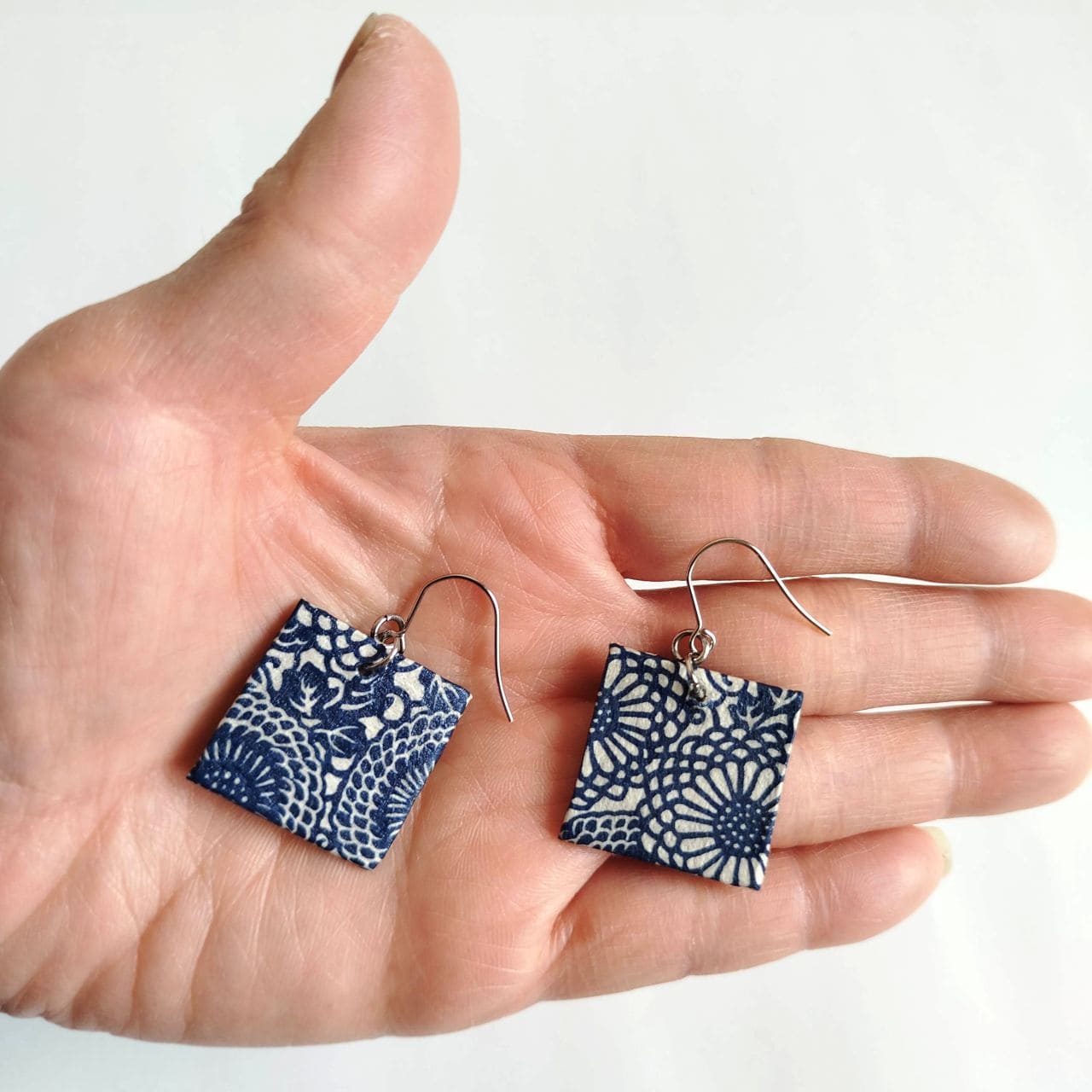 Square Washi Earrings- Chrysanthemum - Image 12