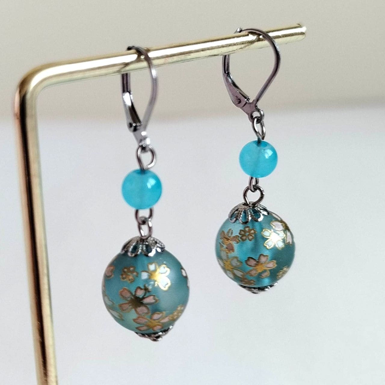 Sakura duo Earrings -lightblue - Image 4