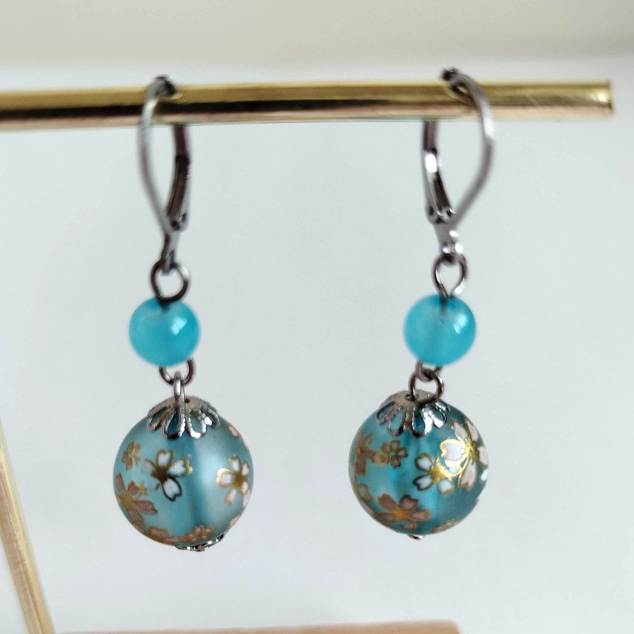 Sakura duo Earrings -lightblue - Image 5