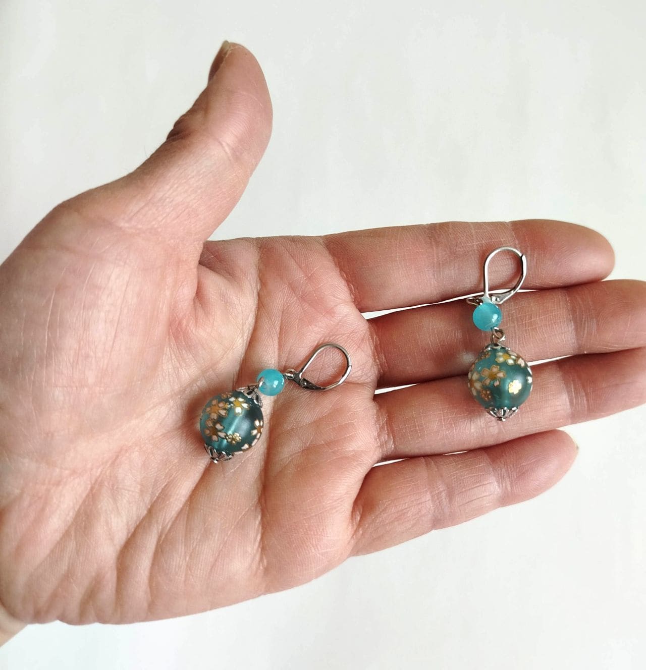 Sakura duo Earrings -lightblue - Image 9