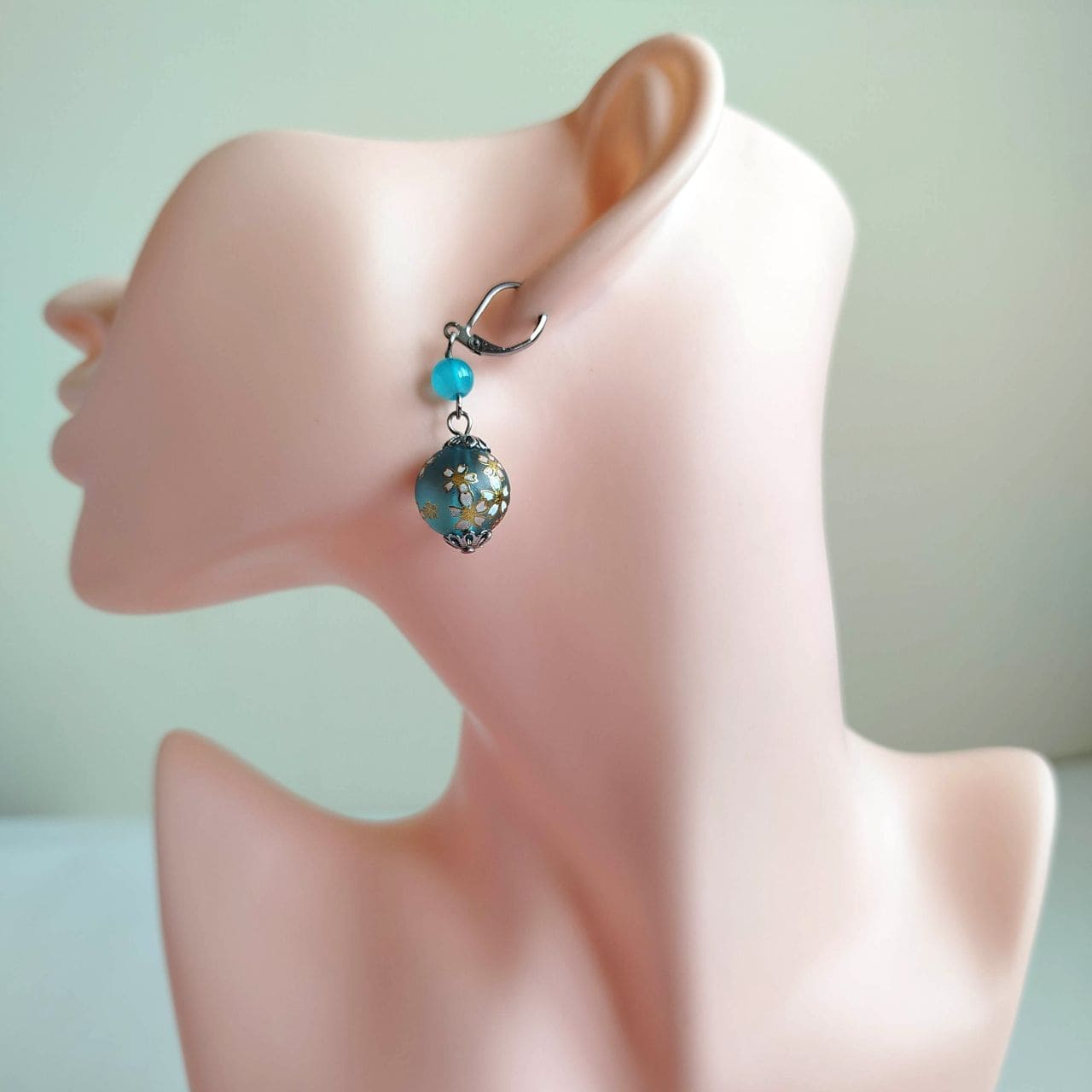 Sakura duo Earrings -lightblue - Image 10