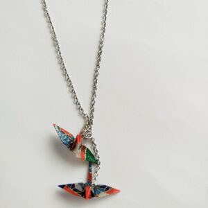 Double Origami Crane Necklace – Red