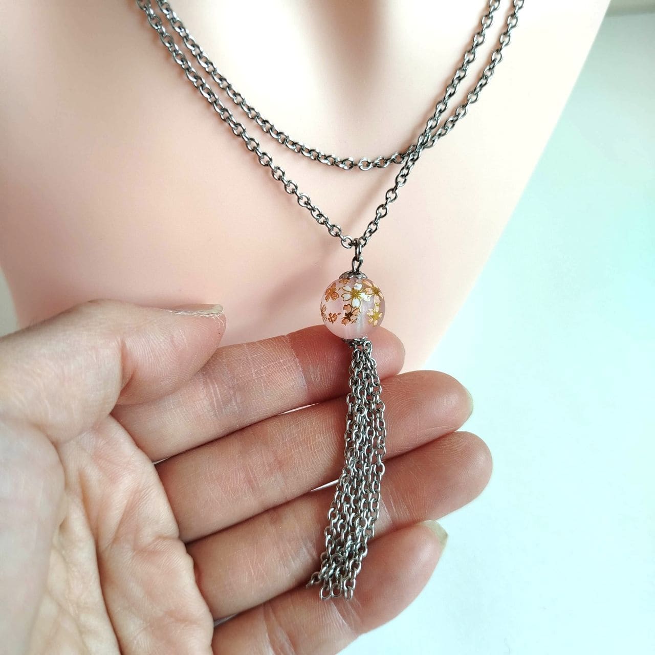 Pink Sakura Cascade Necklace - Image 4