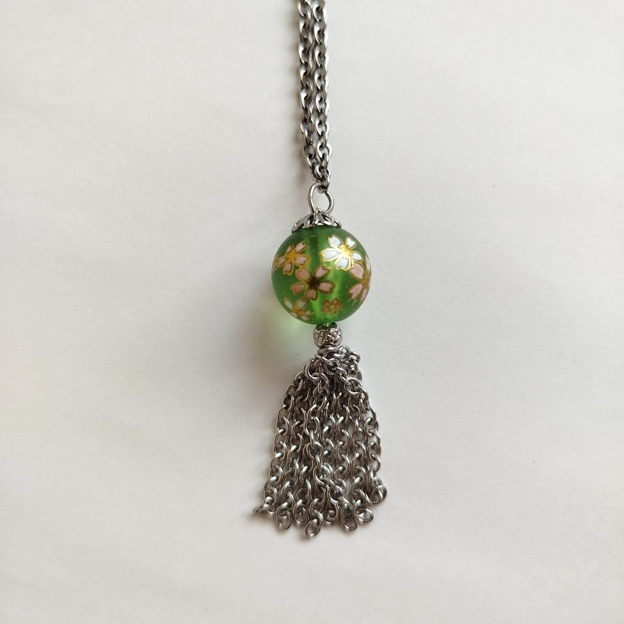 Green Sakura Cascade Necklace - Image 4