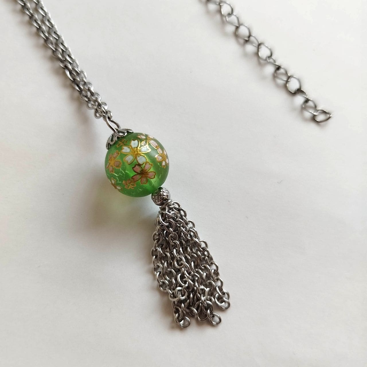 Green Sakura Cascade Necklace - Image 5