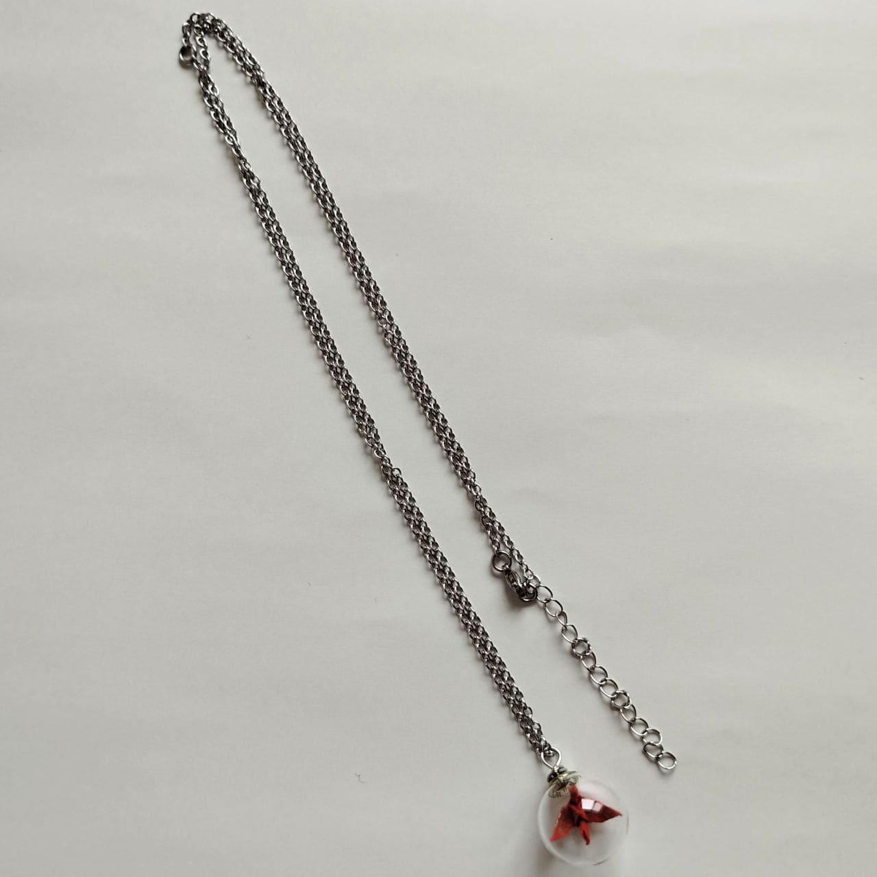 Origami Crane in Glass Necklace– Red Nadeshiko - Image 4