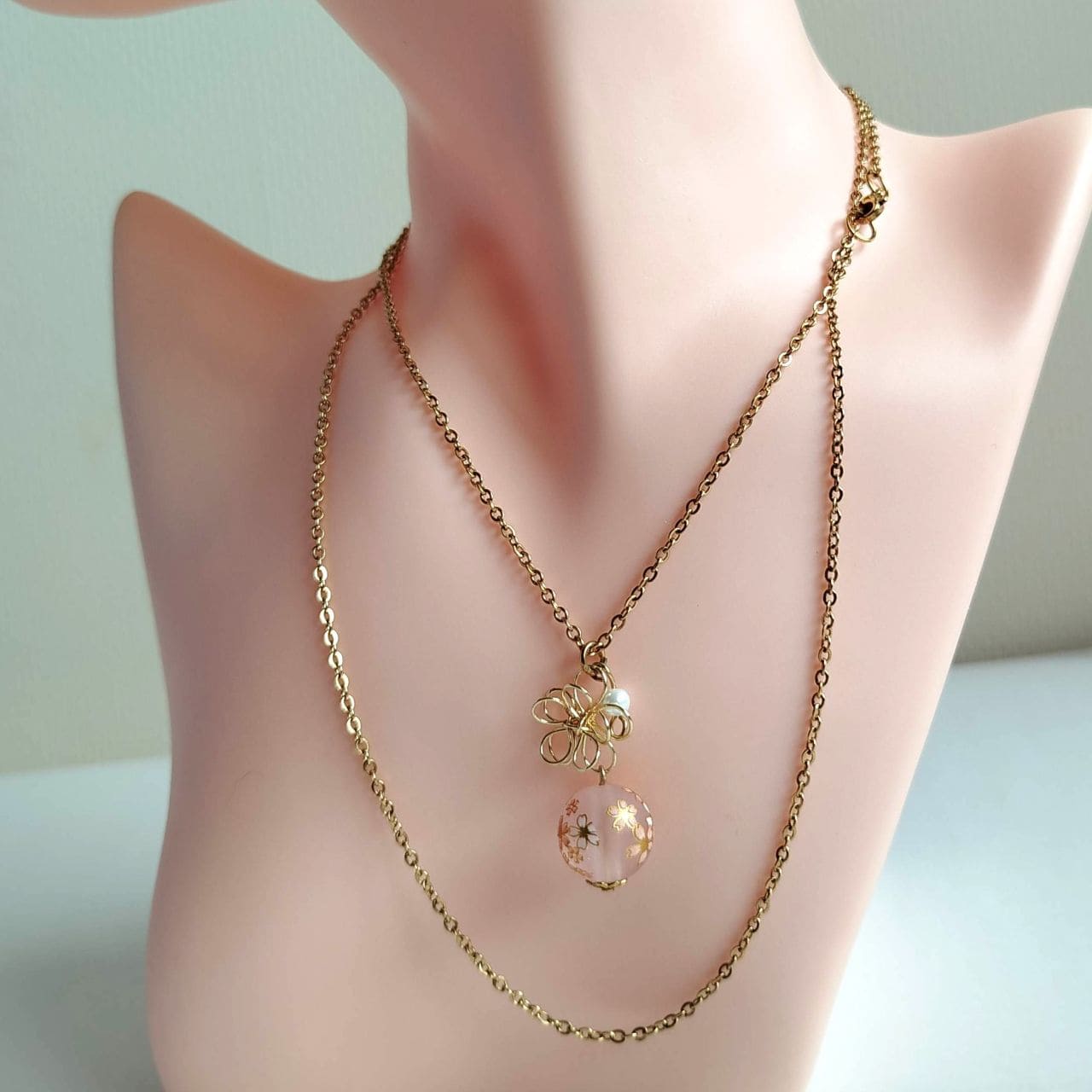 Sakura & Wire Flower Necklace - Image 6