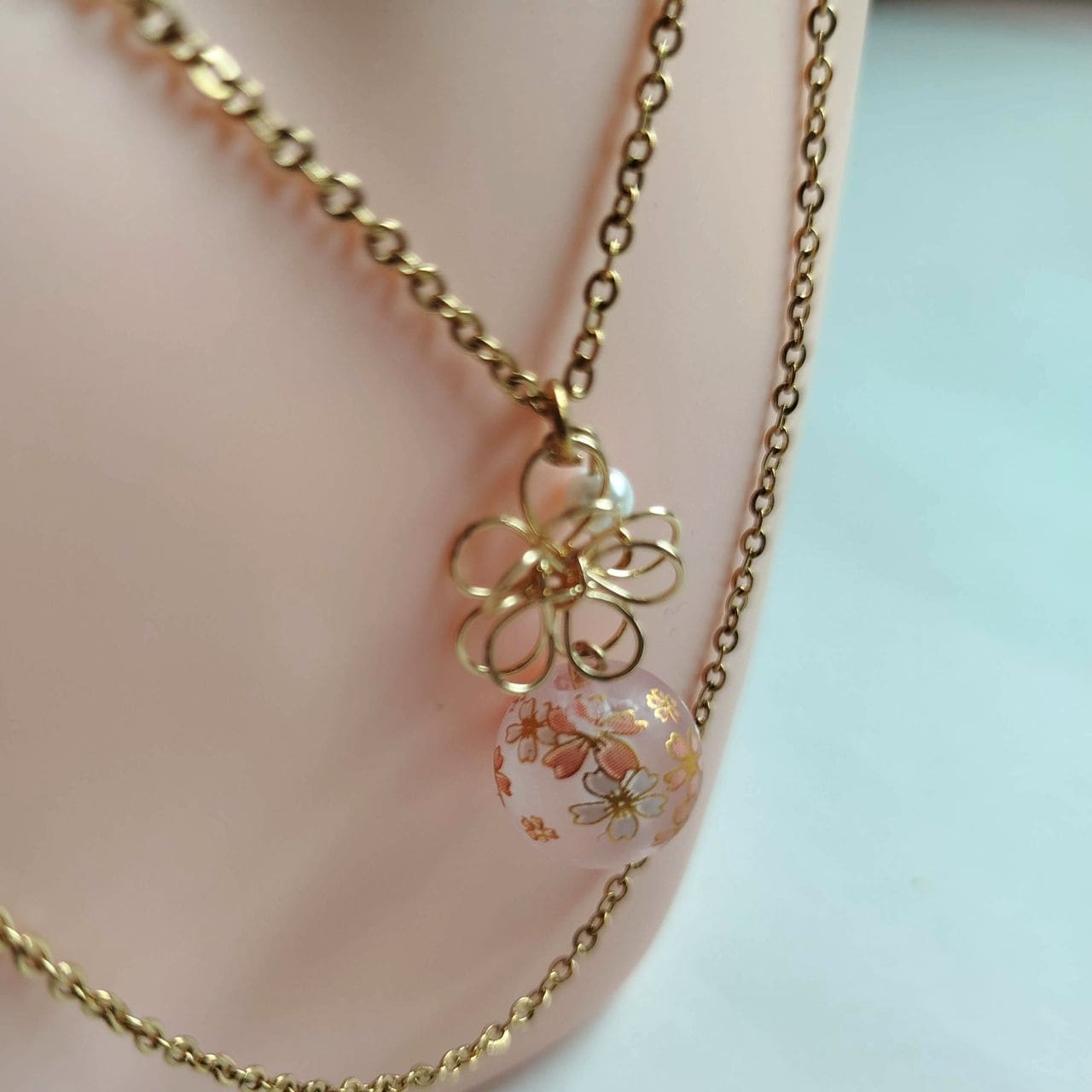 Sakura & Wire Flower Necklace - Image 9