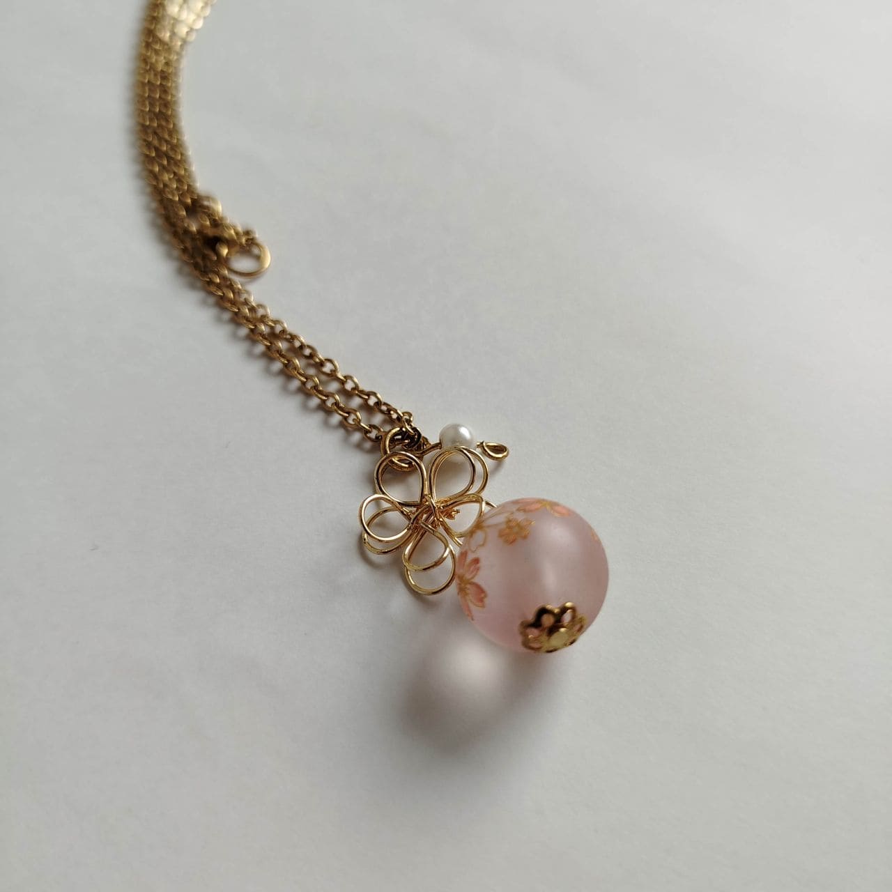 Sakura & Wire Flower Necklace - Image 4