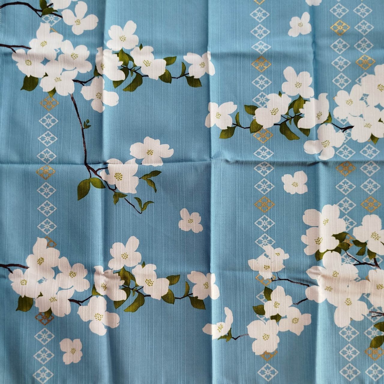 hanamizuki dogwood furoshiki Japanese wrapping cloth blue