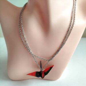 Big Origami Crane Necklace – Red