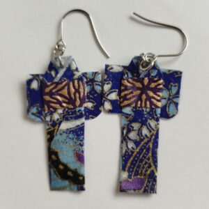 Kimono Origami Earrings –Navy Sakura