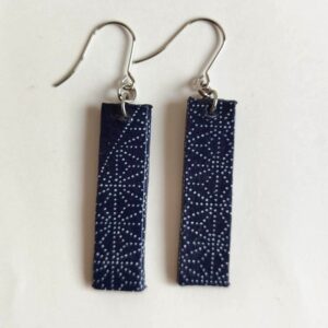 Rectangle Washi Earrings -Indigo Asanoha