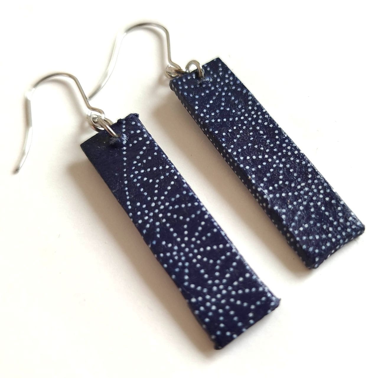 Rectangle Washi Earrings -Indigo Asanoha - Image 7