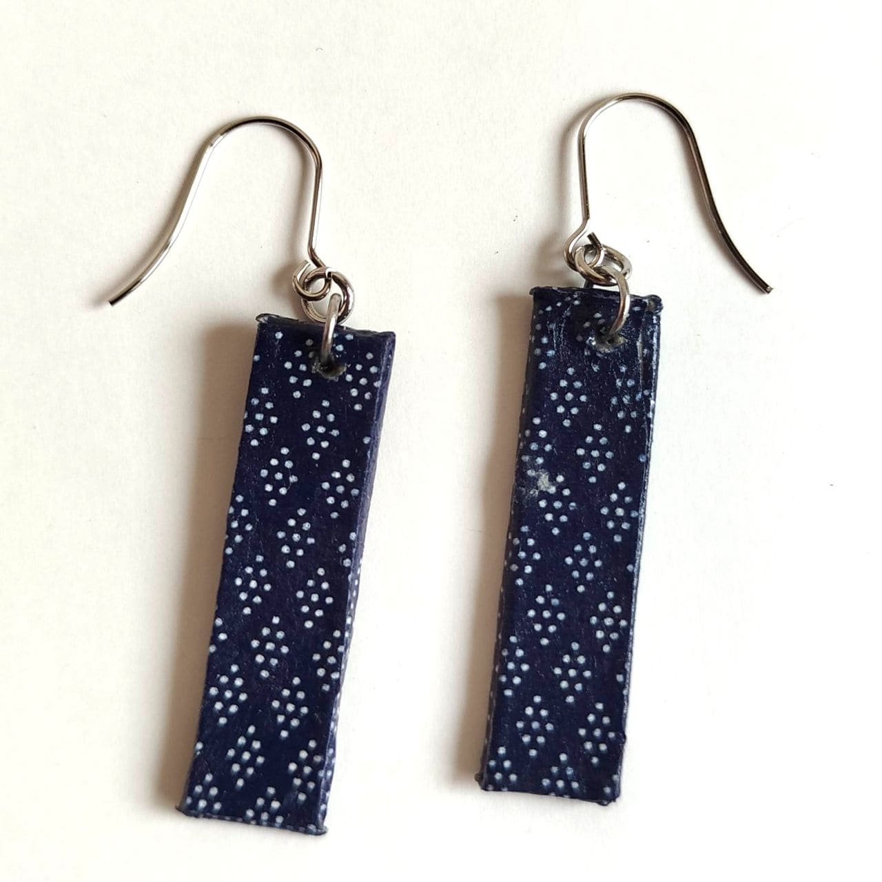 Rectangle Washi Earrings -Indigo Asanoha - Image 10
