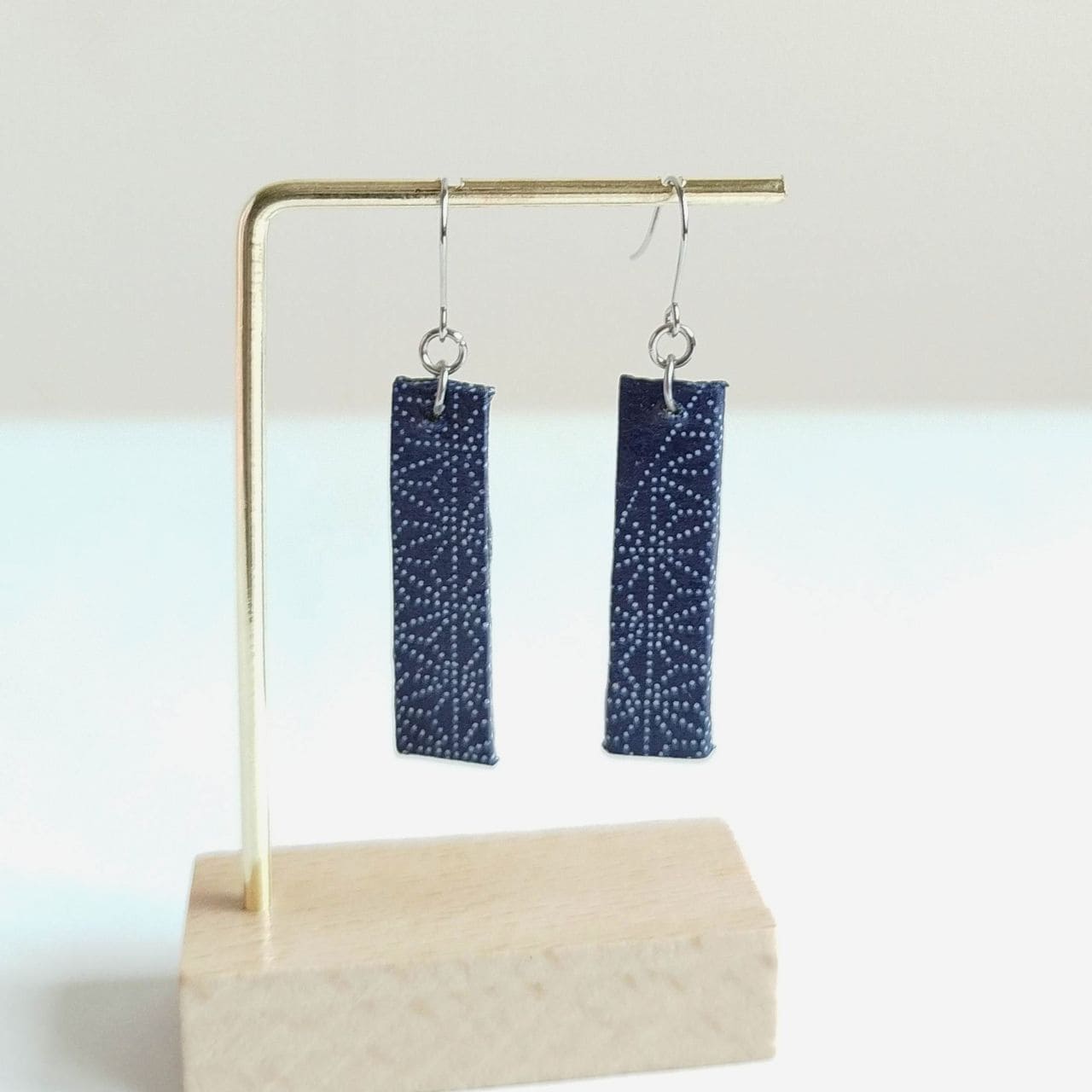 Rectangle Washi Earrings -Indigo Asanoha - Image 9