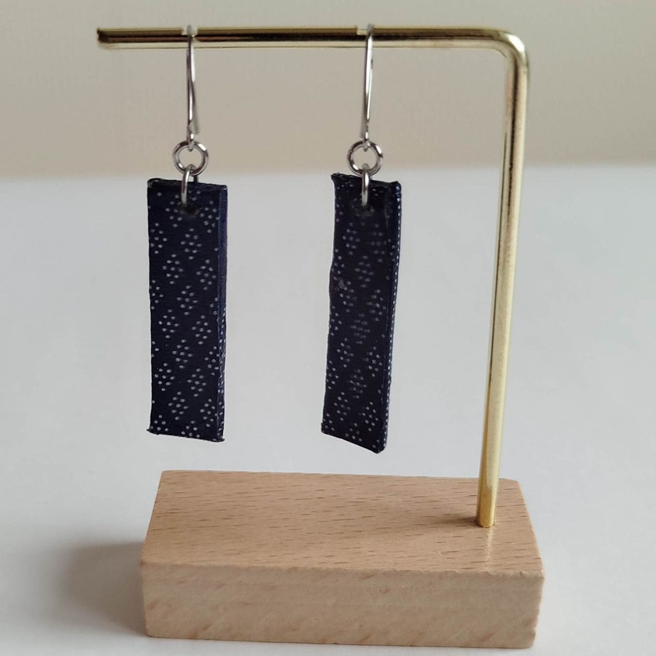 Rectangle Washi Earrings -Indigo Asanoha - Image 13