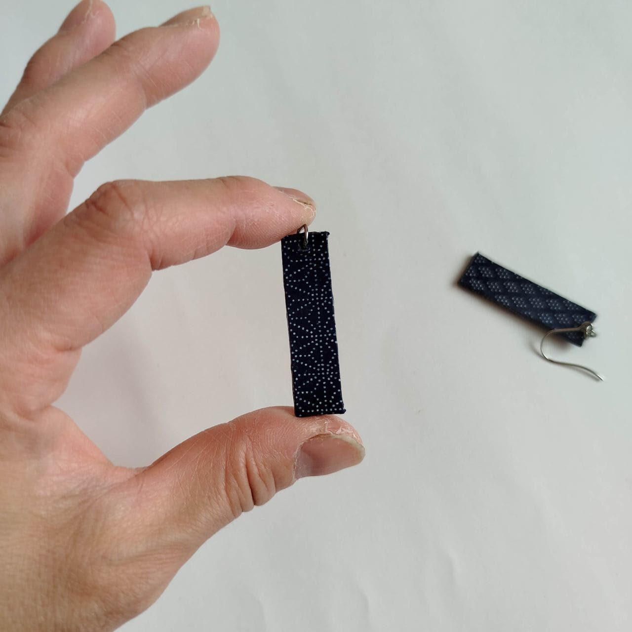 Rectangle Washi Earrings -Indigo Asanoha - Image 8
