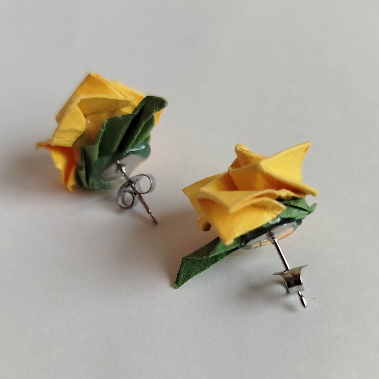 Orecchini Origami Rosa- gialla - immagine 5