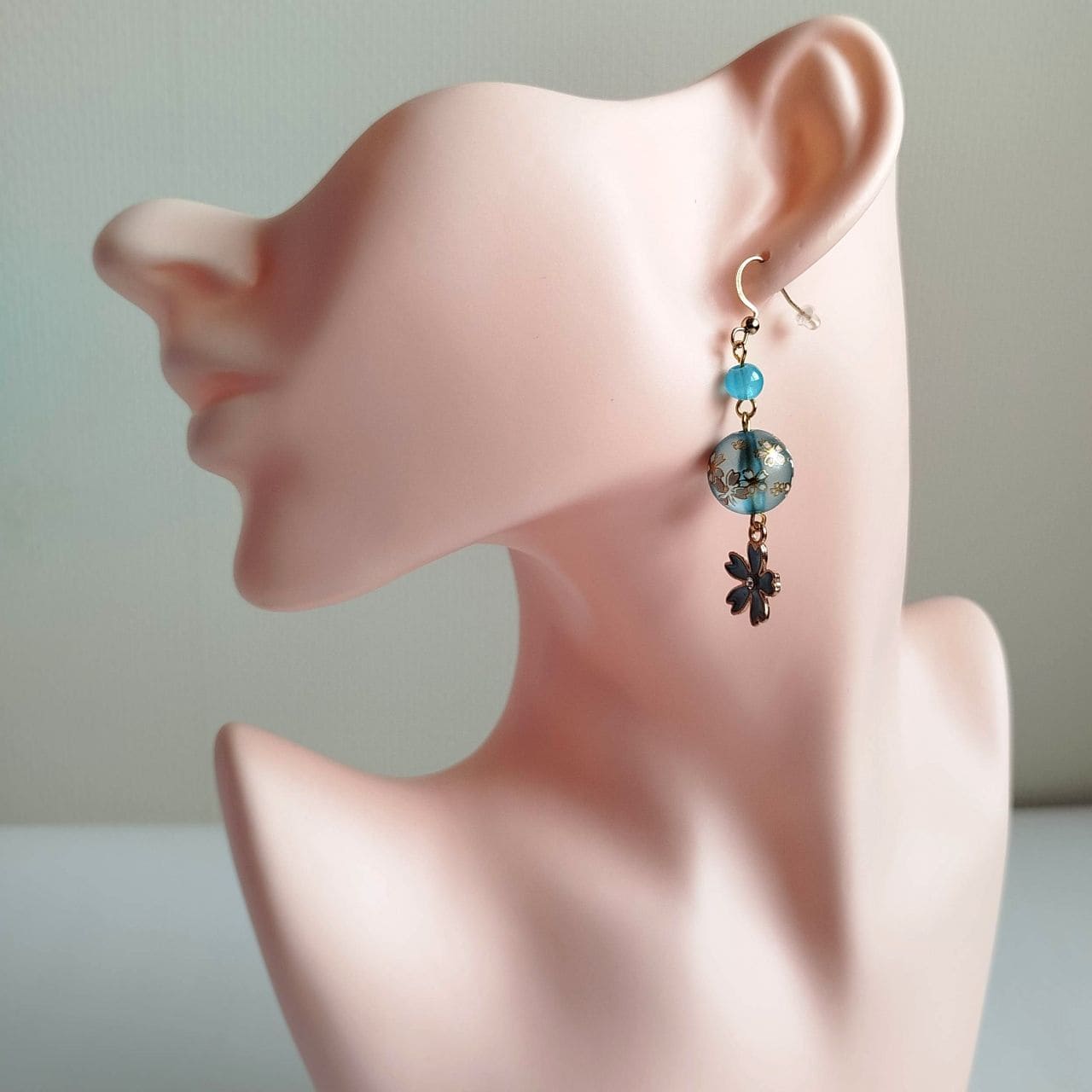 Double Sakura Earrings -lightblue - Image 9