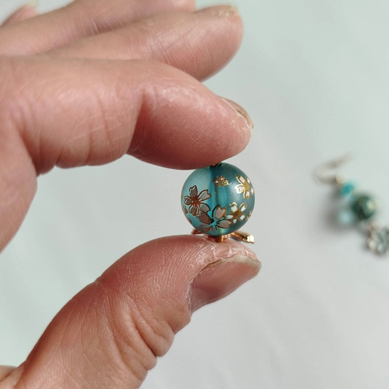 Double Sakura Earrings -lightblue - Image 8