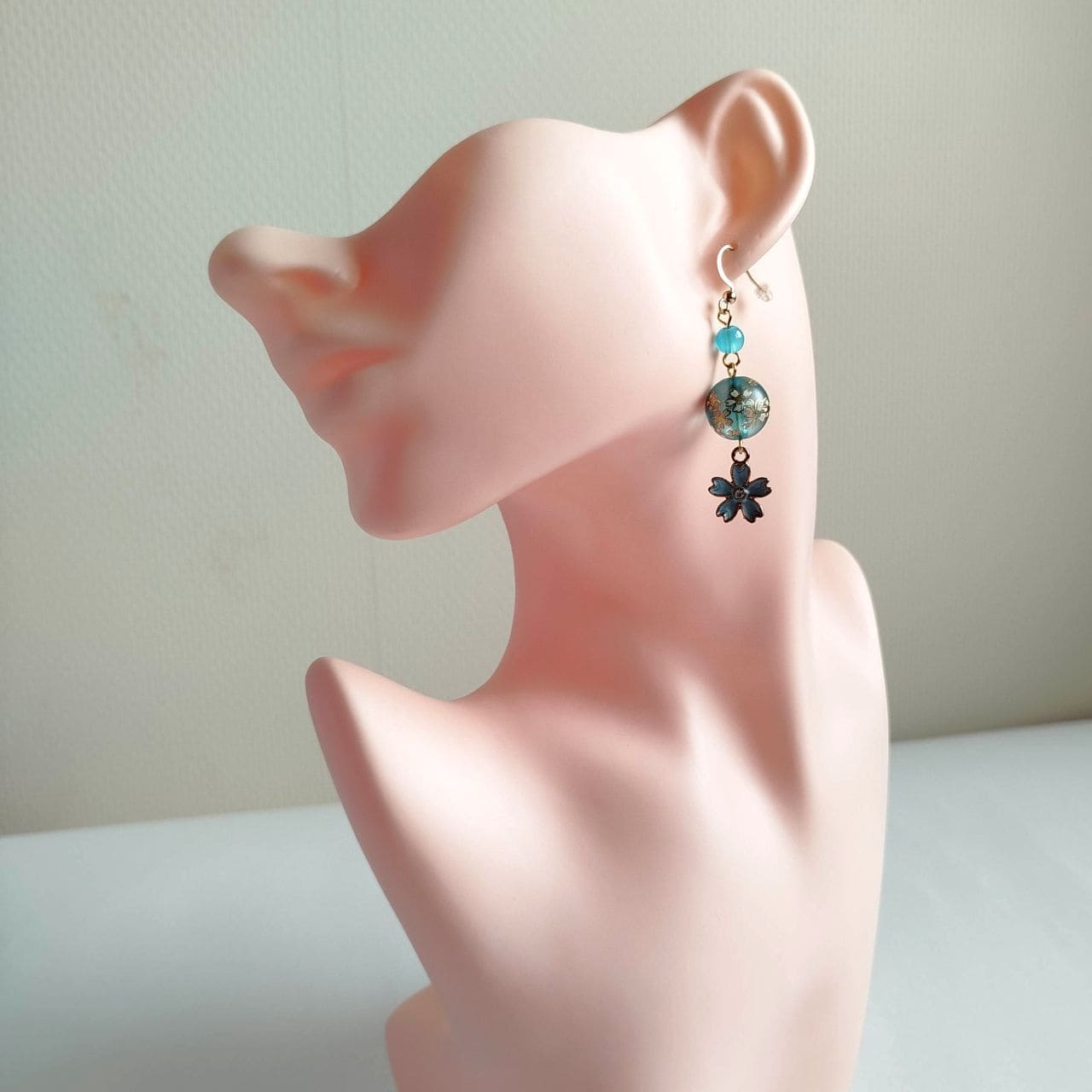 Double Sakura Earrings -lightblue - Image 6