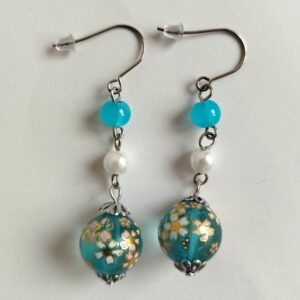Sakura trio Earrings -lightblue