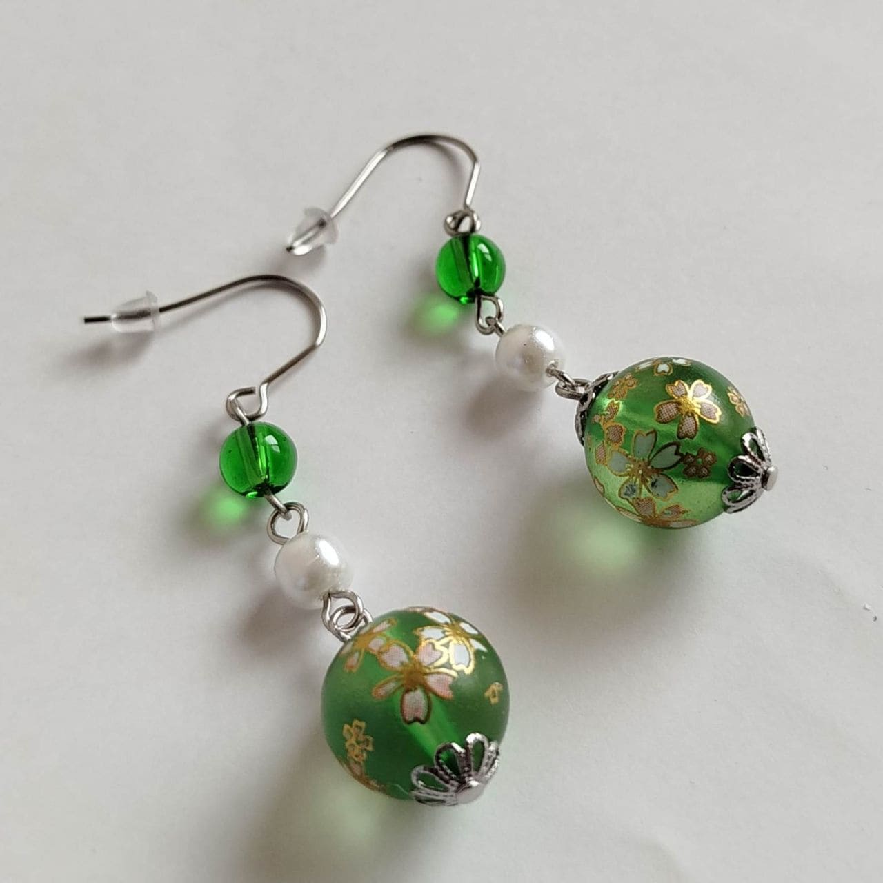 Sakura trio Earrings -lightgreen - Image 2