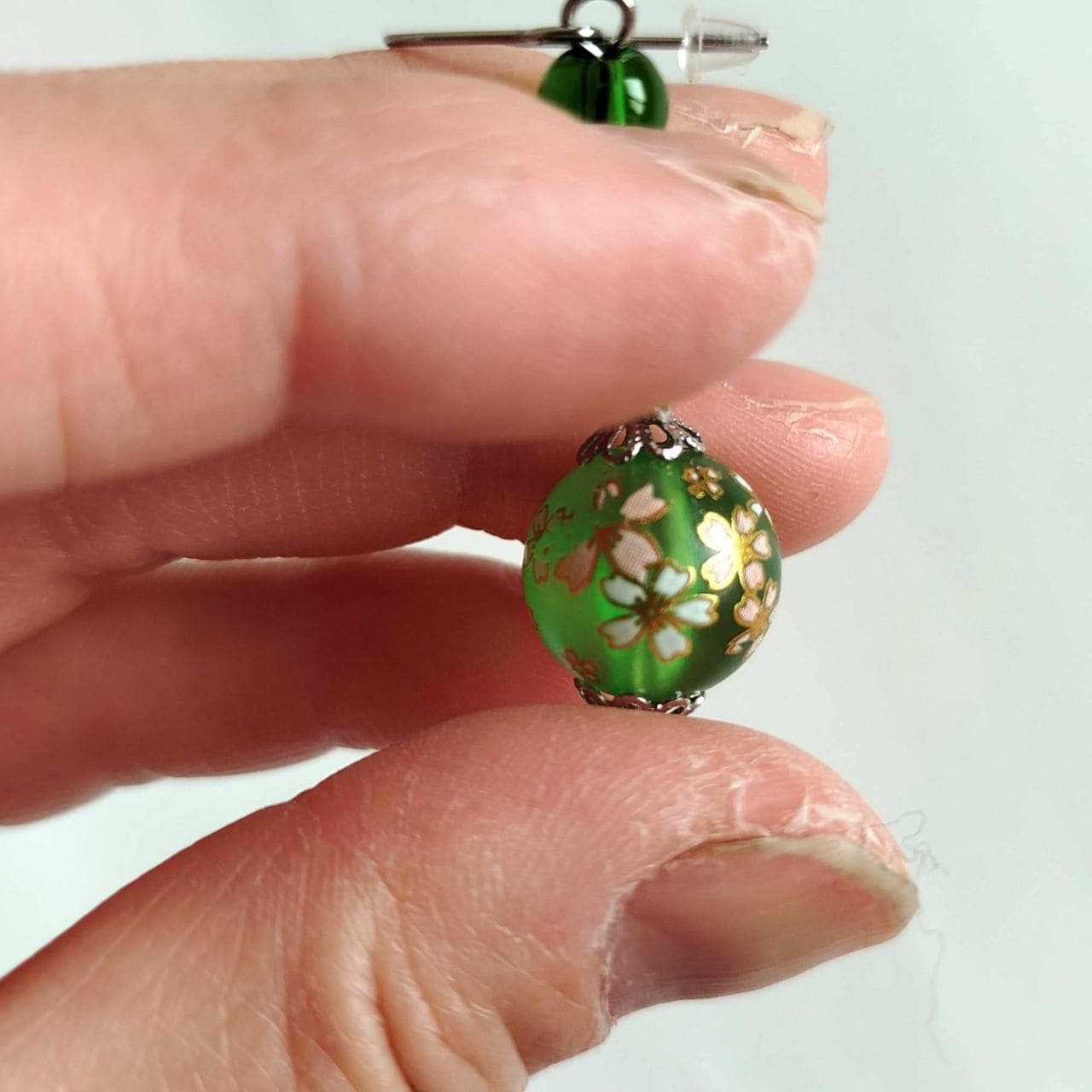 Sakura trio Earrings -lightgreen - Image 8