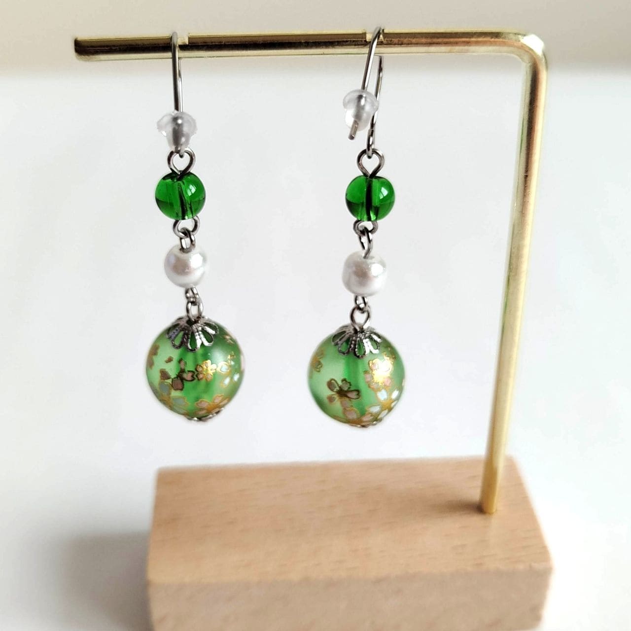 Sakura trio Earrings -lightgreen - Image 9