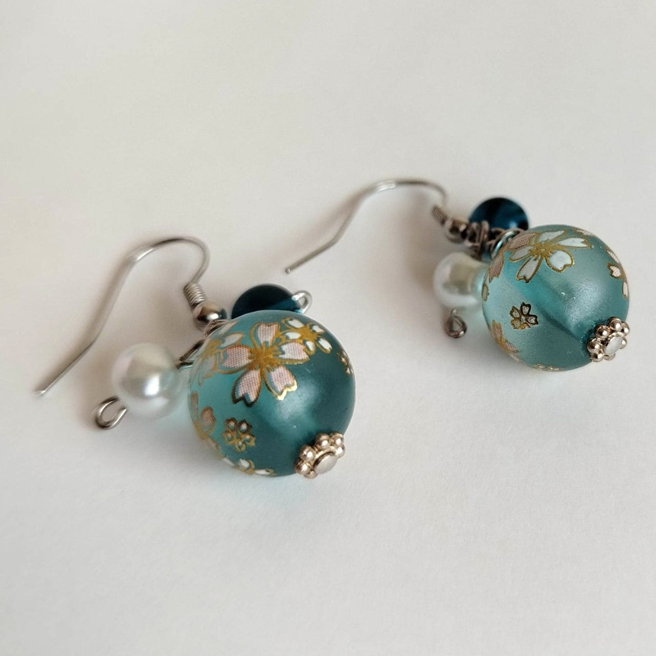 Light Blue Sakura Bud Earrings - Image 2