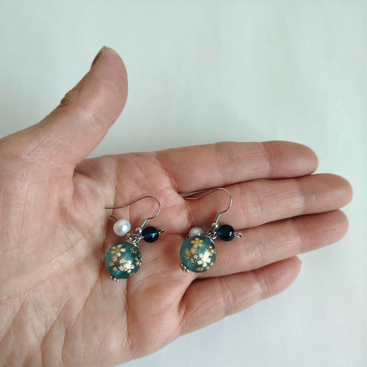 Light Blue Sakura Bud Earrings - Image 3