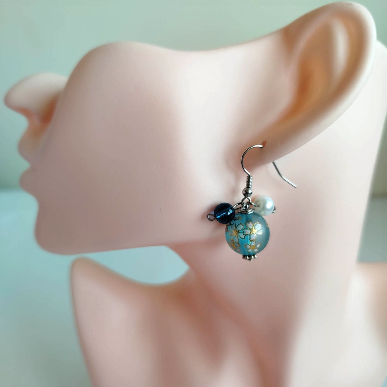 Light Blue Sakura Bud Earrings - Image 6