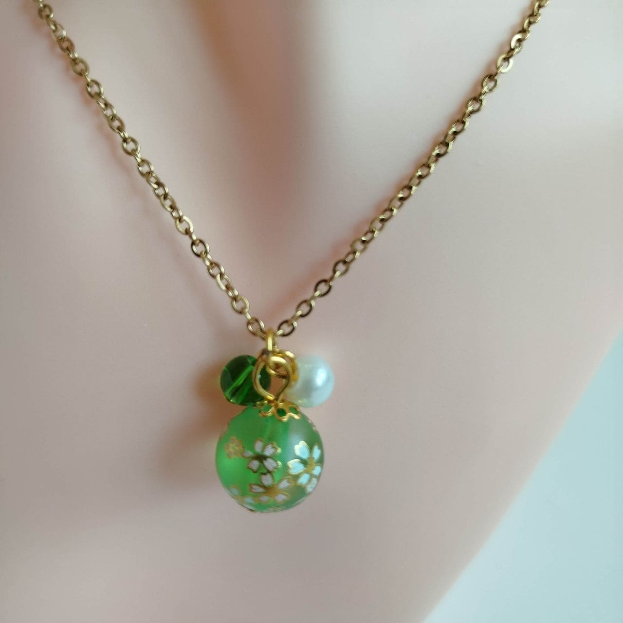Green Sakura Bud Necklace - Image 6