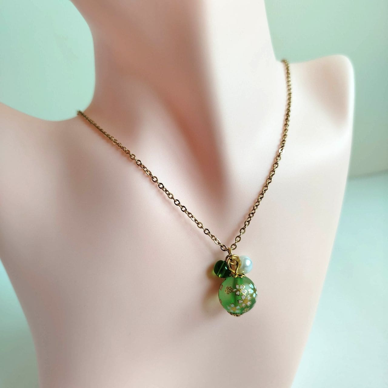 Green Sakura Bud Necklace - Image 7