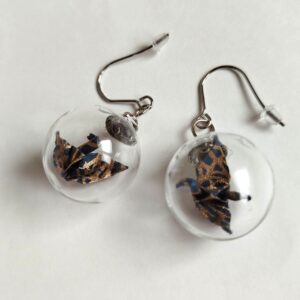 Orecchini Gru Origami in Sfera – Bambù blu