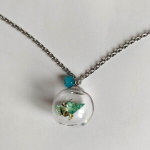 Origami Crane in Glass ball Necklace – Peacock Tassotti